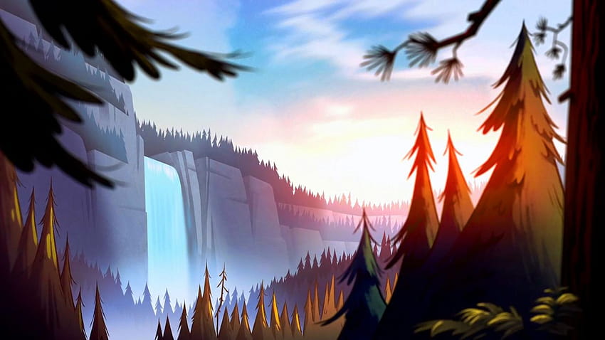 GRAVITY FALLS disney family animated cartoon series comedy, cartoon sunset HD wallpaper