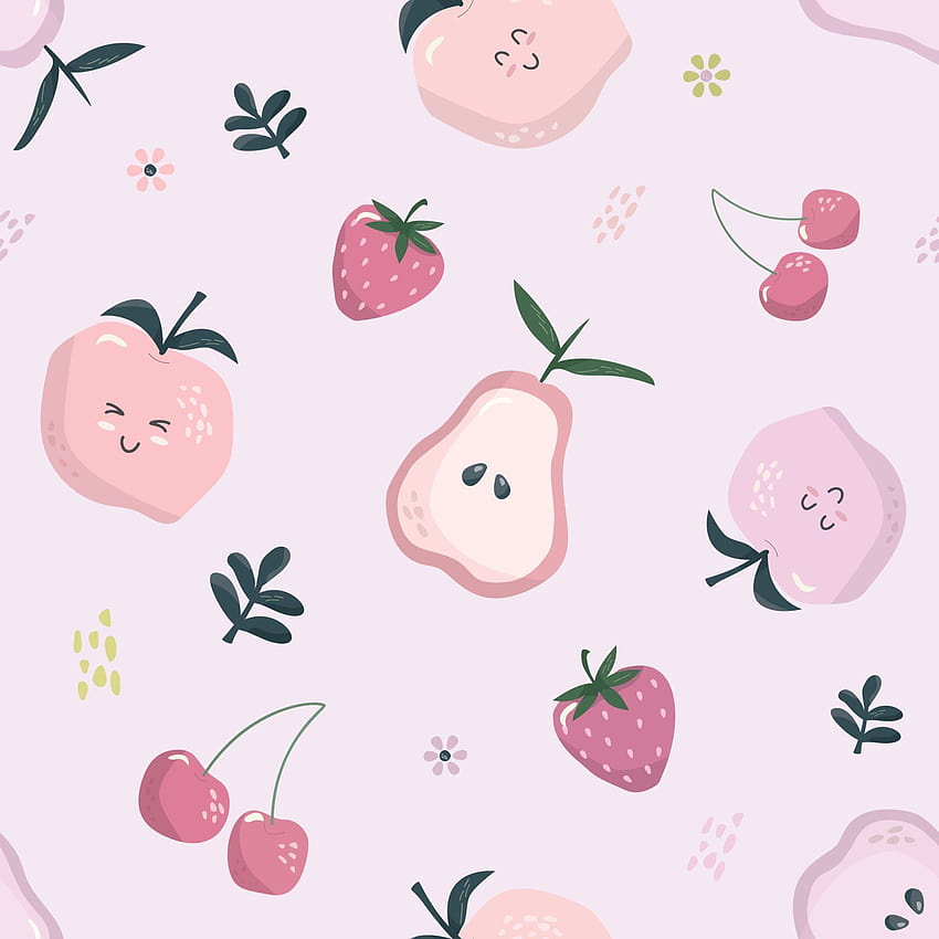 Premium Vector  Seamless of cherry fruit with green leaves on pink  background vector illustration cute cartoon fruit pattern flat design for  fashion print
