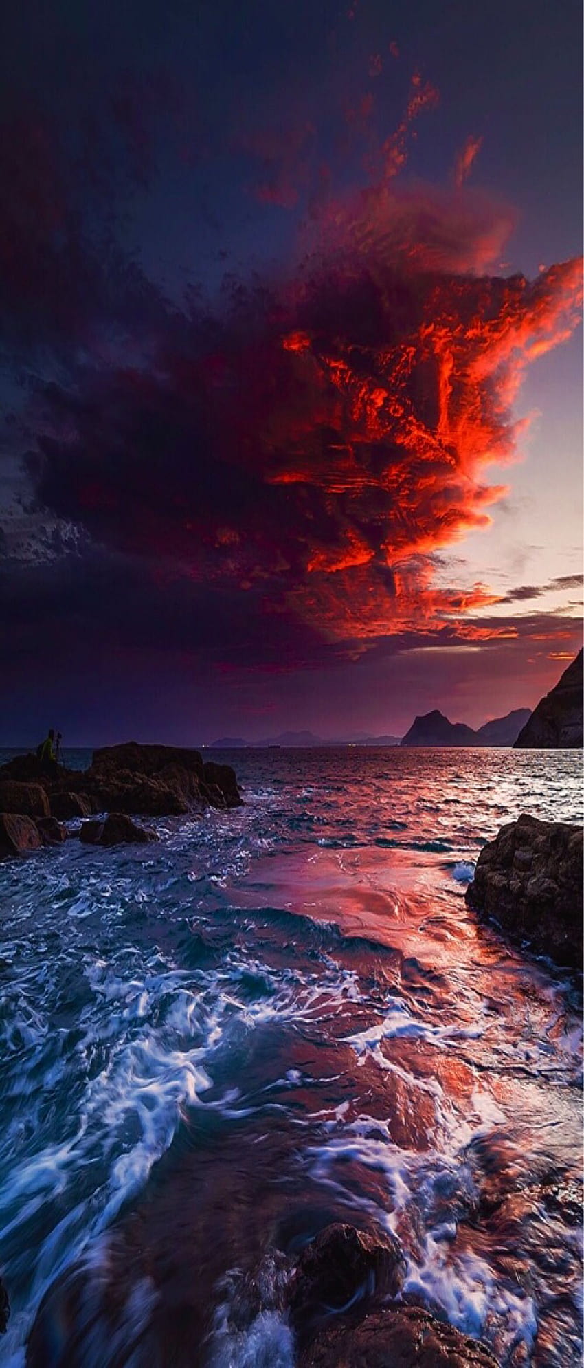 S8 backgrounds nature sunset red ocean sky [1242x2908] for your ...