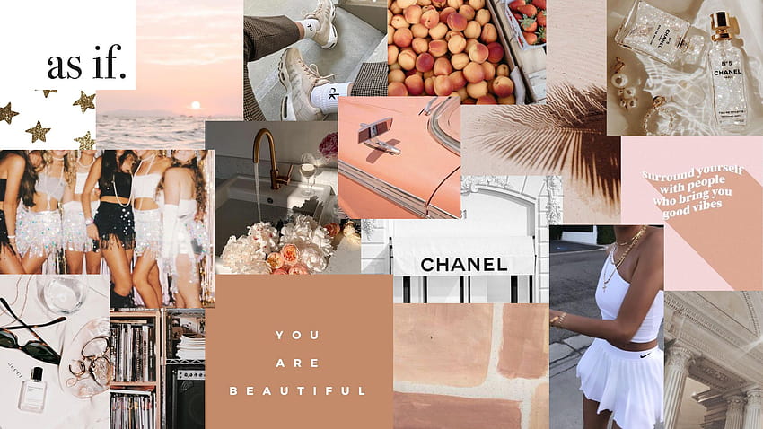 pink and neutral collage }}, pink neutral HD wallpaper