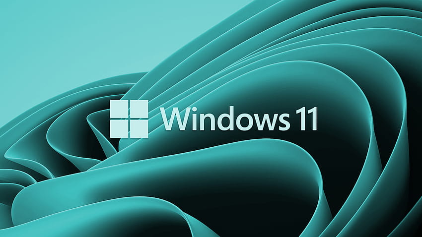 Turkusowy kolor Windows 11 Logo Microsoft Minimalistyczny system operacyjny Windows 11, Windows 11 minimalizm Tapeta HD