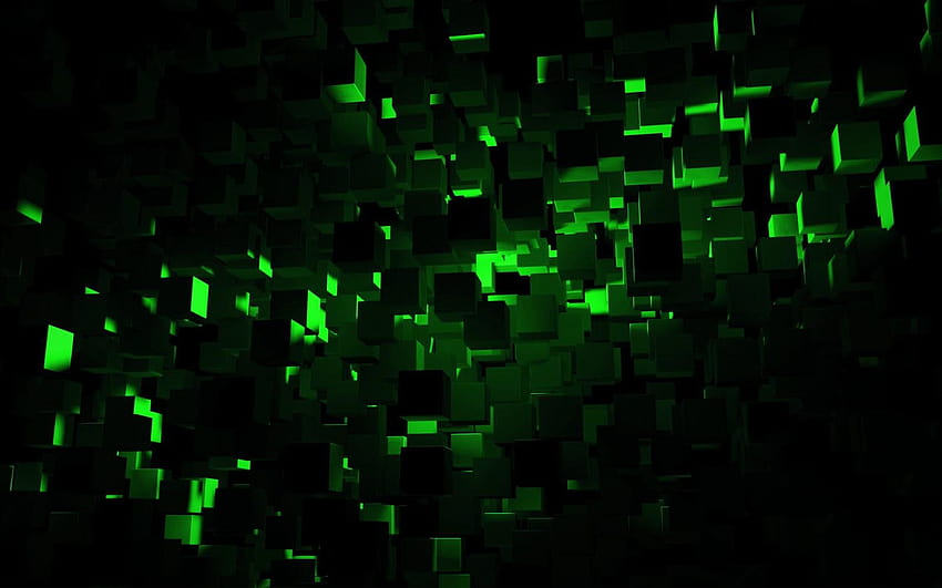 Черна и зелена тема, зелени фрагменти HD тапет