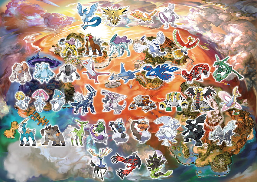 Version von Pokémon Ultrasonne und Ultramond, legendäres Vogeltrio HD-Hintergrundbild
