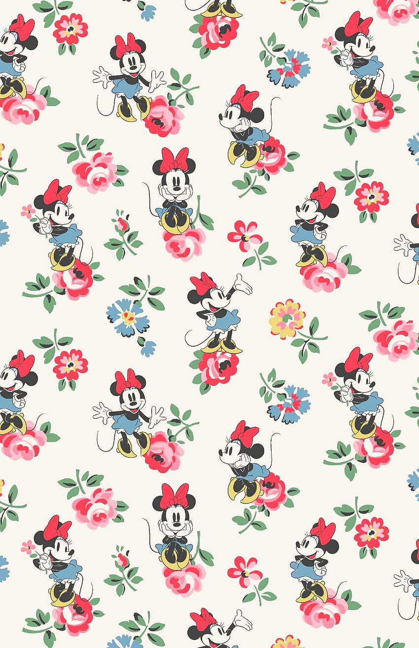 Minnie Mews Ditsy and Minnie Linen Sprig, mouse spring HD phone wallpaper