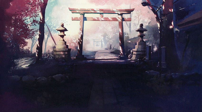 My of anime sceneries, japanese shrine HD wallpaper