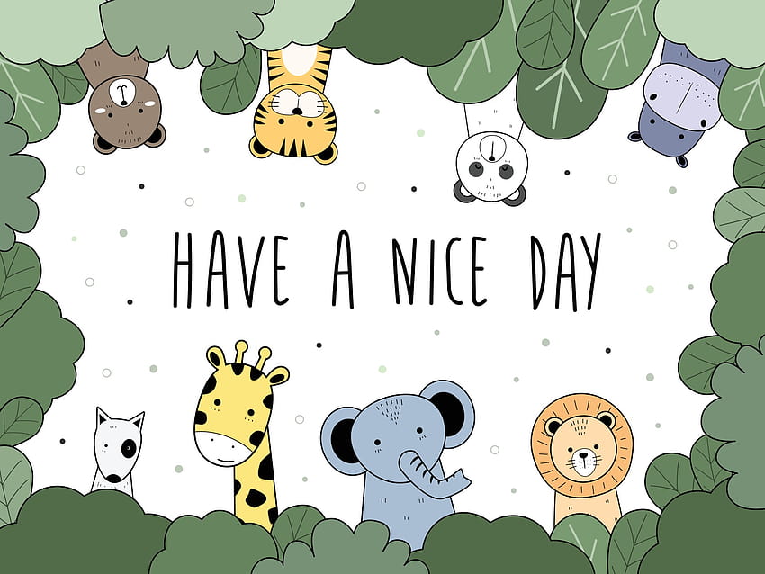 Simpatici animali orso tigre panda ippopotamo cane giraffa elefante e leone saluto cartone animato doodle 2266185 Vector Art at Vecteezy Sfondo HD