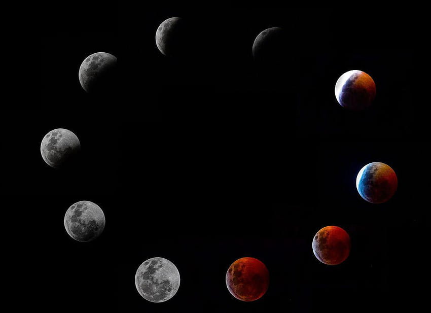 Ten Stunning of the Super Blood Wolf Moon Lunar Eclipse, blue moon 2019 HD wallpaper