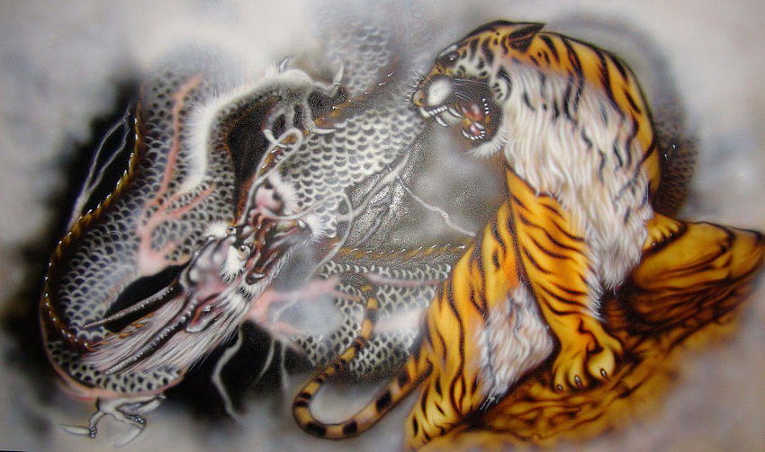 Chinese Tiger Dragon Painting Dragon And Tiger – Best, yin yang dragon tiger HD wallpaper