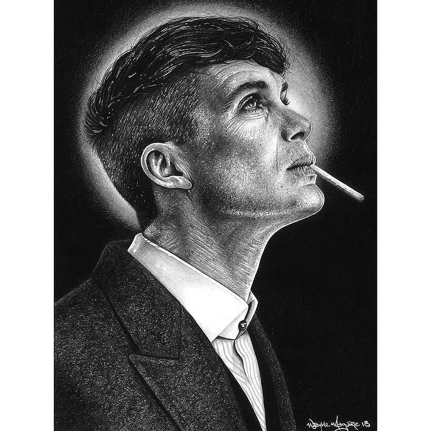 Tommy Shelby Gangster Peaky Blinders Wayne Maguire Artwork Framed, thomas shelby smoking HD phone wallpaper