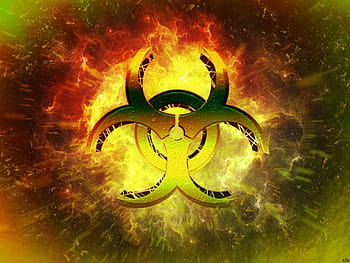 biohazard symbol wallpaper fire