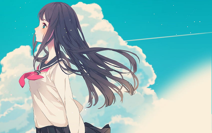 2560x1600 Anime Girl, vista de perfil, uniforme escolar, perfil de anime papel de parede HD