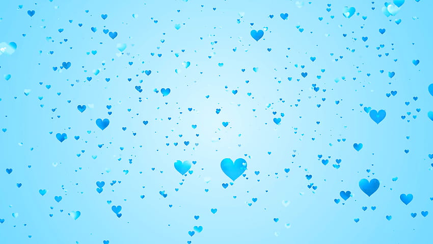 Hunderte von hellblauen Herzen in verschiedenen Schattierungen und Größen langsam, blauer Herzhintergrund HD-Hintergrundbild