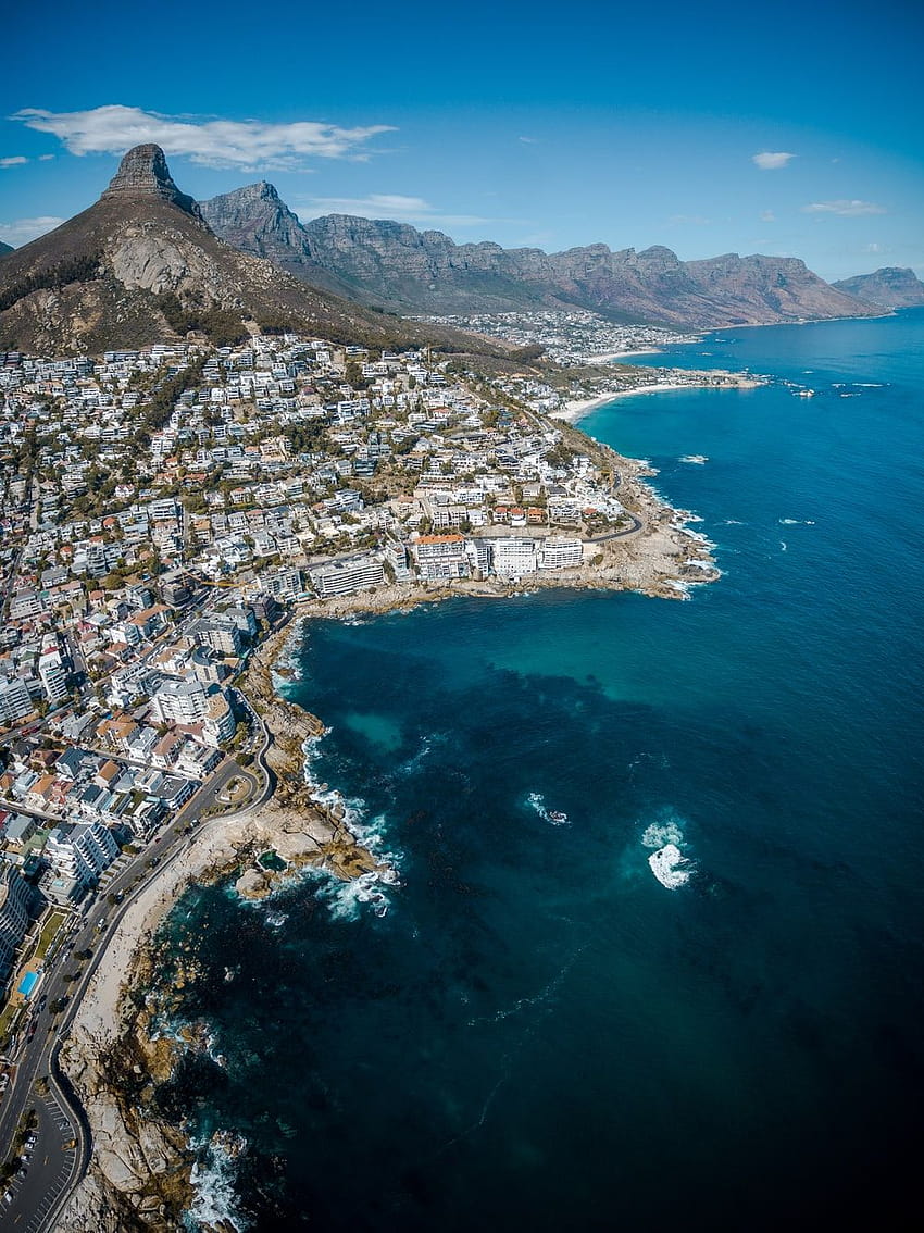 city beside body of water and mountains – Aerial view, cape town iphone HD phone wallpaper