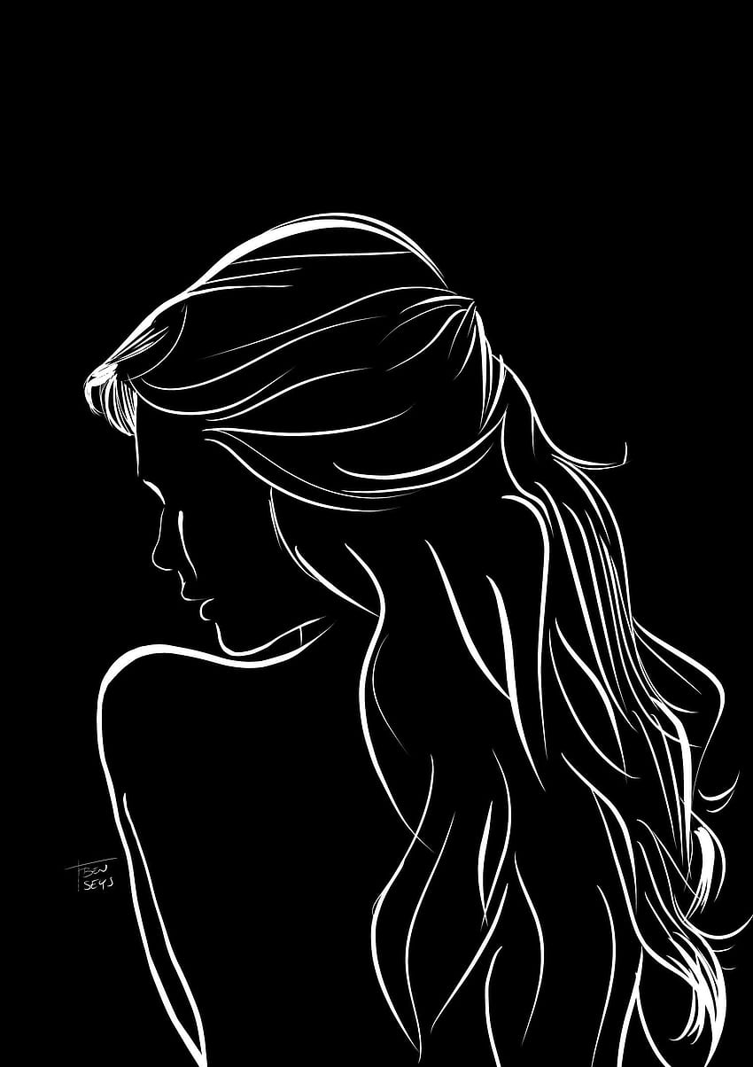 Lady di Ben Seys, silhouette femminile in bianco e nero Sfondo del telefono HD