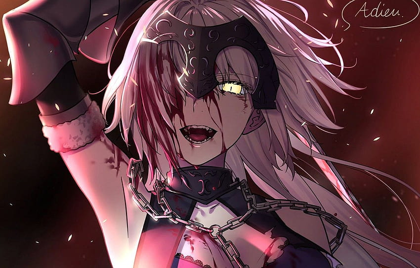 Jeanne d'Arc, Blut, Mädchen, Schicksal / Großer Orden, verrücktes, blutiges Anime-Mädchen HD-Hintergrundbild