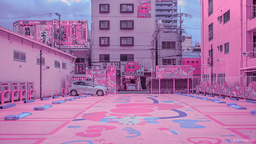 Pembe Tokyo, Japon şehri estetik pembesi HD duvar kağıdı