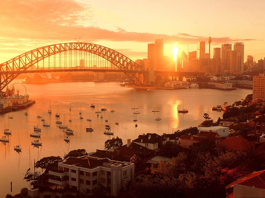 puente del puerto de sydney al atardecer