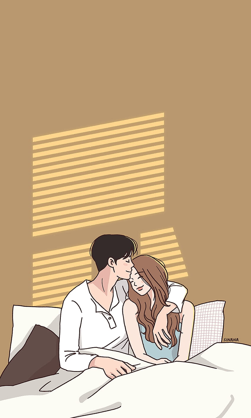Cute Drawing Couple, couple illustration HD phone wallpaper