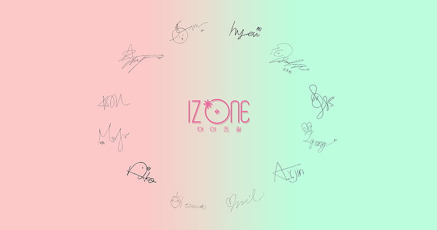 Tüm üyelerin imzasıyla IZ*ONE : iZone, izone logosu HD duvar kağıdı