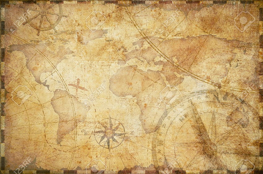 alte nautische Schatzkartenillustration, Stockillustration, Piratenkarte HD-Hintergrundbild