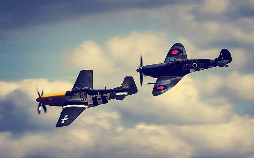 aereo nuvole cielo seconda guerra mondiale mustang nordamericano p 51, mustang p51 Sfondo HD