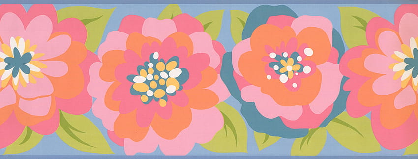 オレンジ ピンク エーゲ ブルー イエロー 花 ティール ボーダー キッズ ピンク ブルー イエロー 高画質の壁紙