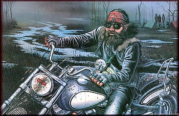 David Mann Ghost Rider Tapestry Vintage Wall Hanging Harley