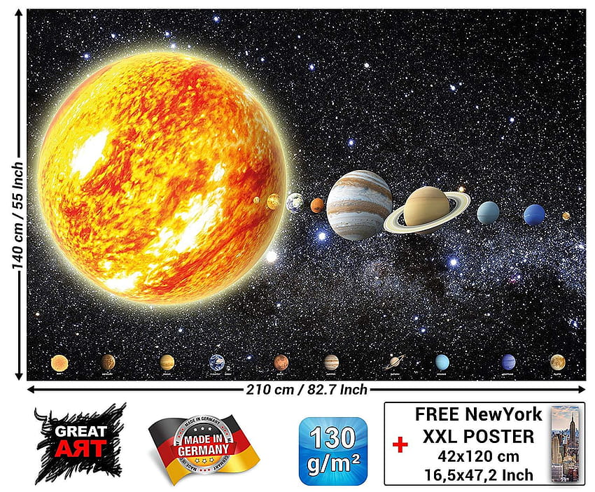 Sonnensystem, Planeten, Wanddekoration, Galaxie, echte Sterne HD-Hintergrundbild
