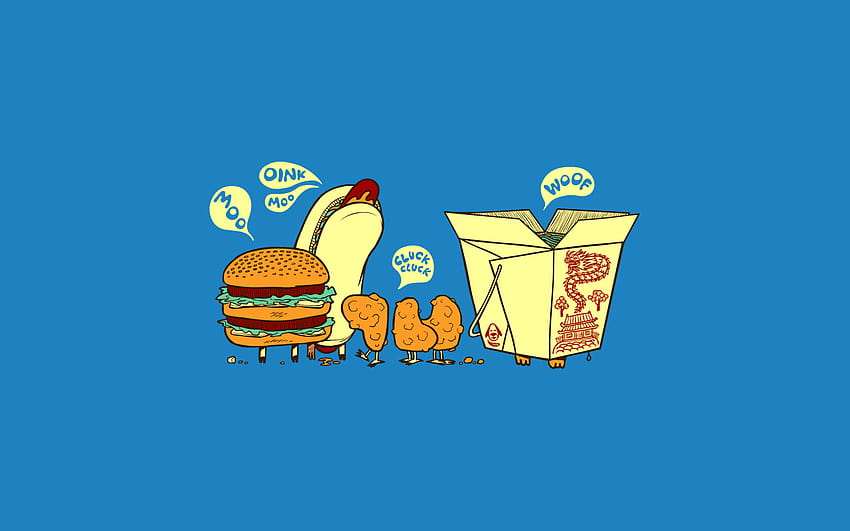 Tiere Chicken Nuggets Chinesisches Essen Lustige Hamburger Hotdogs HD-Hintergrundbild