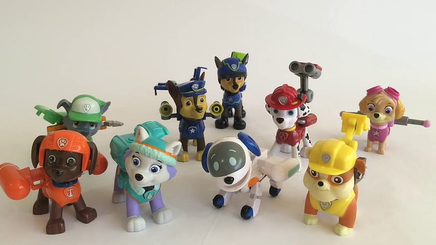 9 Paw Patrol Action Pack Pups Chase Marshall Rubble Rocky Zuma Skye Everest RoboDog Unboxing Demo 高画質の壁紙