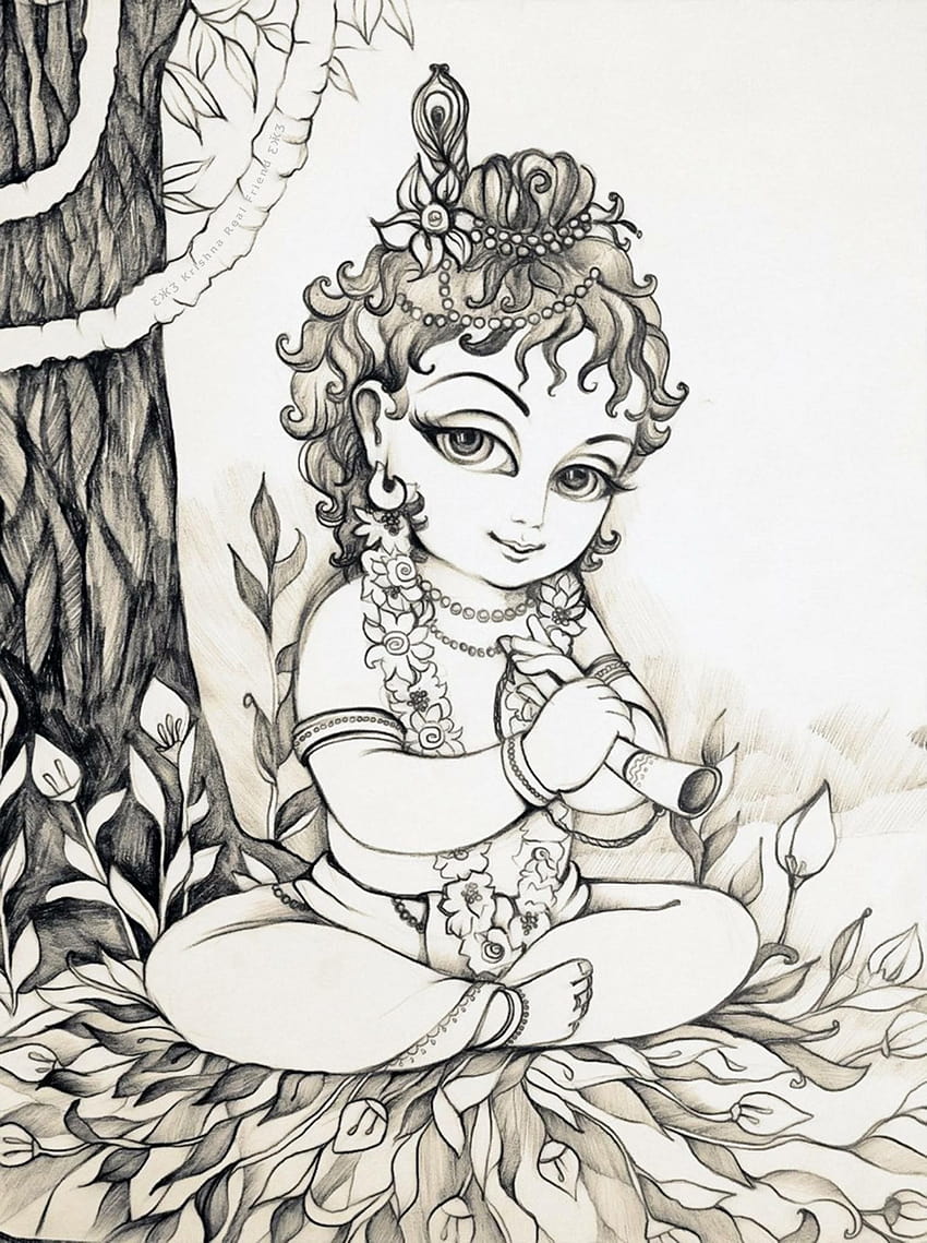 Lord Krishna Cartoon Drawings, krishna sketch HD phone wallpaper | Pxfuel