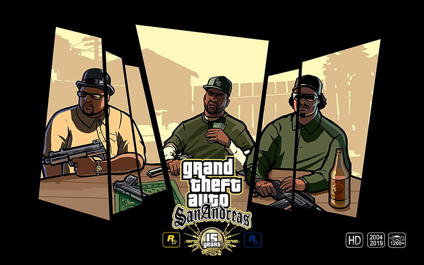 : GTA anniversary, GTA San Andreas, Grand Theft Auto, game poster, video games 1920x1200, gta poster HD wallpaper