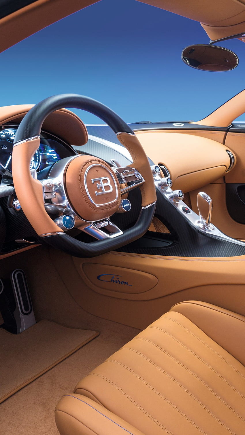 Bugatti Chiron, Автомобилно изложение в Женева 2016, хиперавтомобил, интериор, Автомобили и мотоциклети, интериор на bugatti HD тапет за телефон