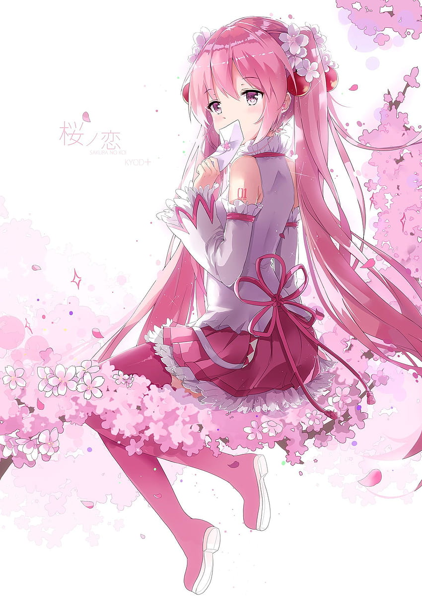 anime anime girls Sakura Miku capelli lunghi rosa capelli rosa, estetica anime girls capelli rosa Sfondo del telefono HD