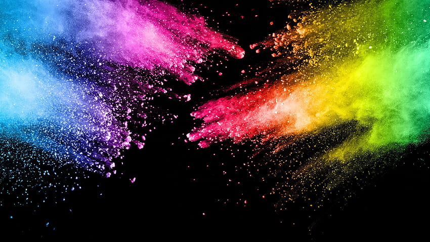 Tinta colorida, respingo, cores do arco-íris, resumo, respingo de tinta papel de parede HD