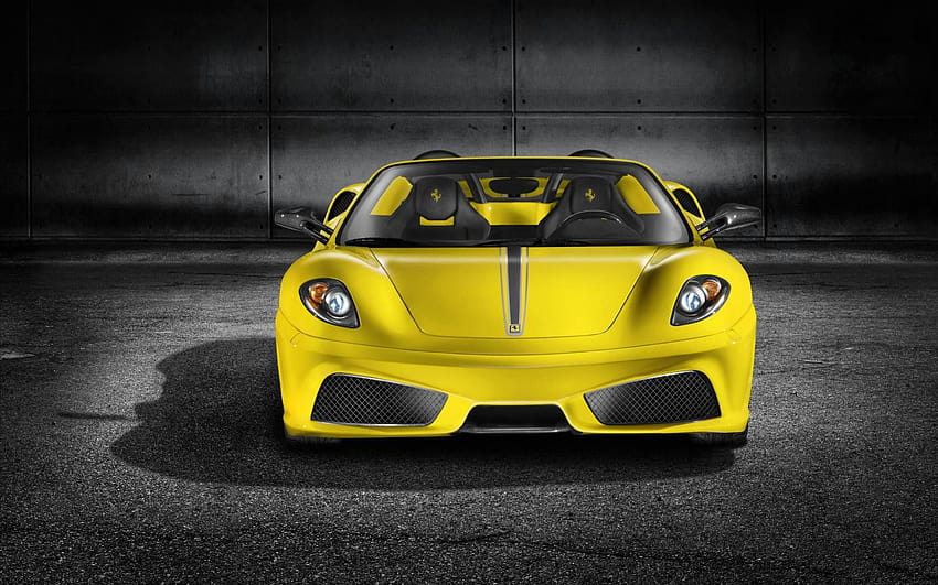 Ferrari Scuderia Spider Post in Pixel of 1920×1200, Yellow and Decent Car in Full Stop, an Uneven and Black Road, a Great Fit – Cars, yellow cars HD wallpaper