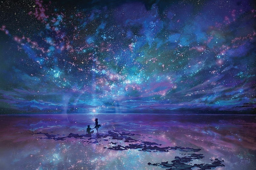 Hermoso cielo nocturno estrellado de alta calidad, hermoso cielo anime fondo de pantalla