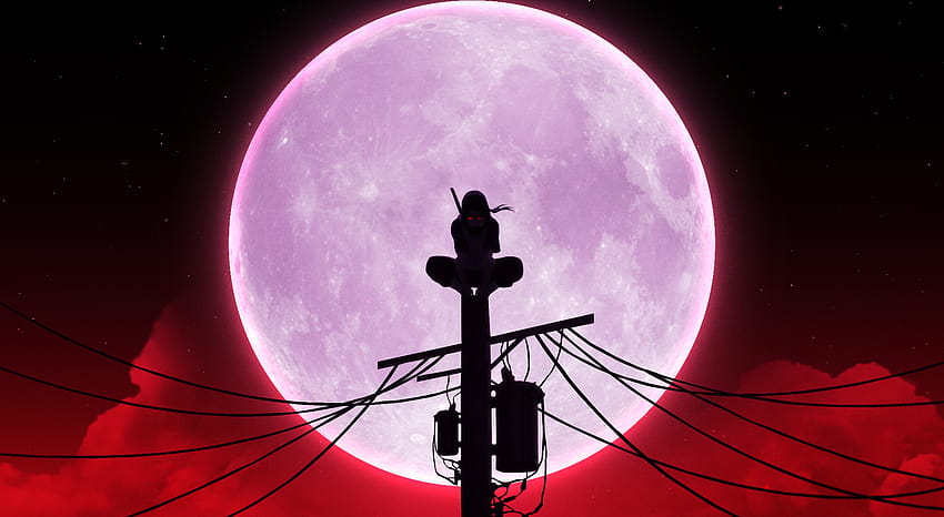 Blood Moon Itachi, itachi on pole HD wallpaper