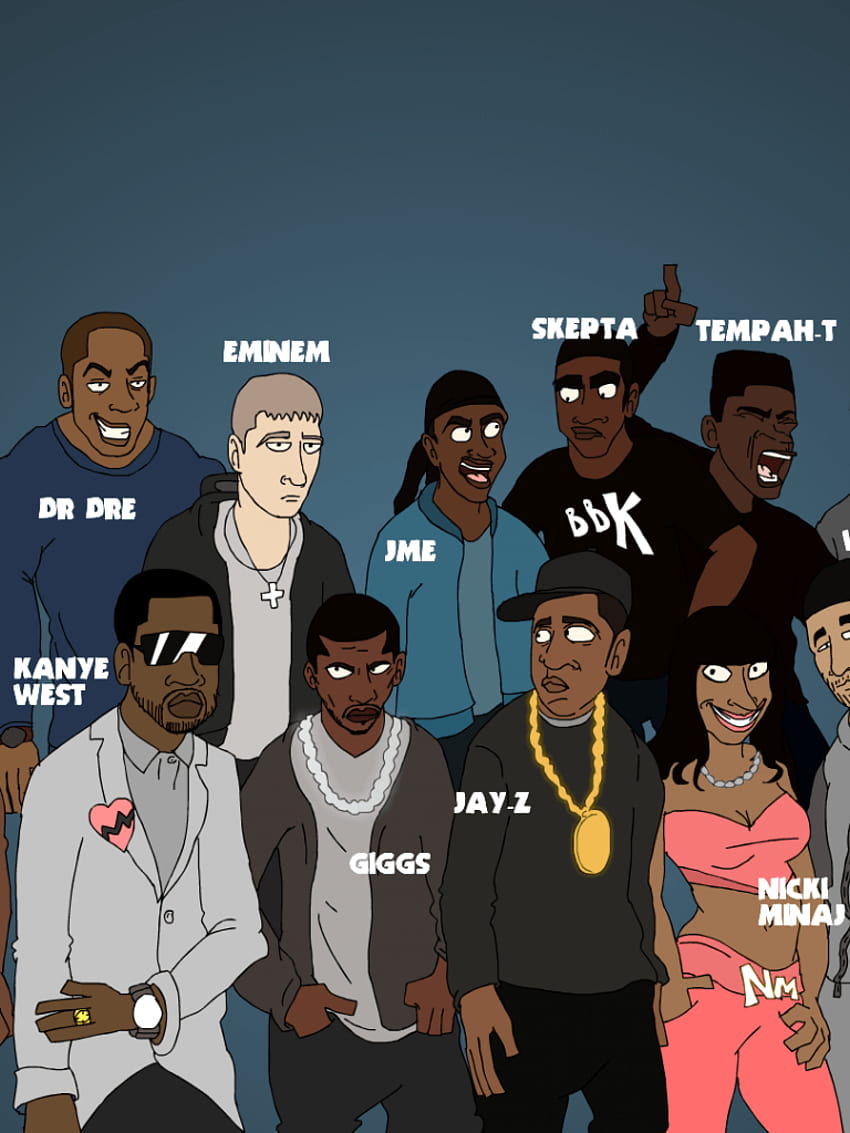 Raperzy, gdyby byli Rapem z kreskówek, skepta iPhone'a Tapeta na telefon HD