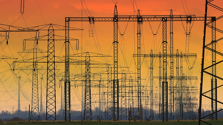 Power Lines Structure Sunset Electricity Technology, substation HD wallpaper