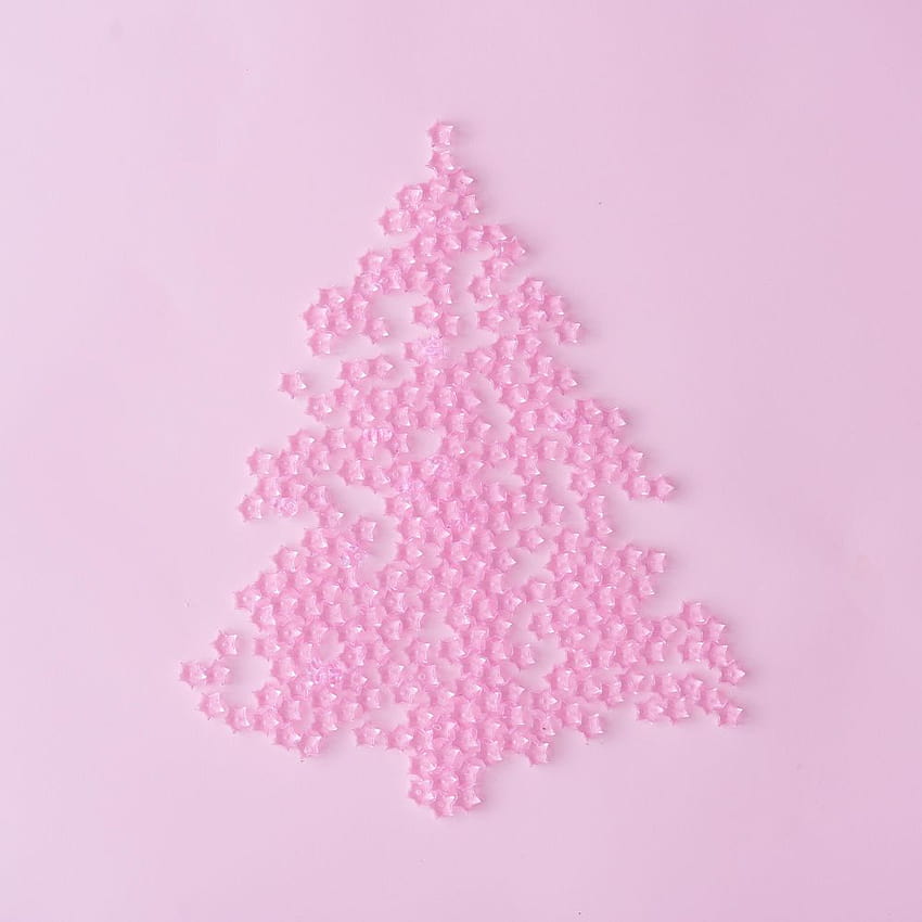 Christmas tree made of pink star decoration on pastel pink backgrounds, christmas pastel pink HD phone wallpaper