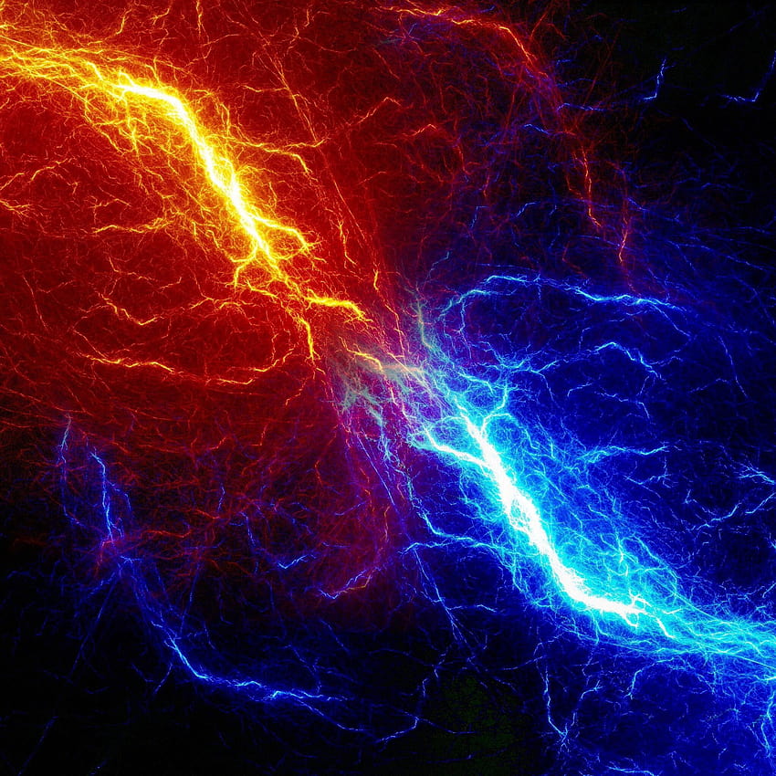 Red and Blue Lightning, blue lightning bolt HD phone wallpaper