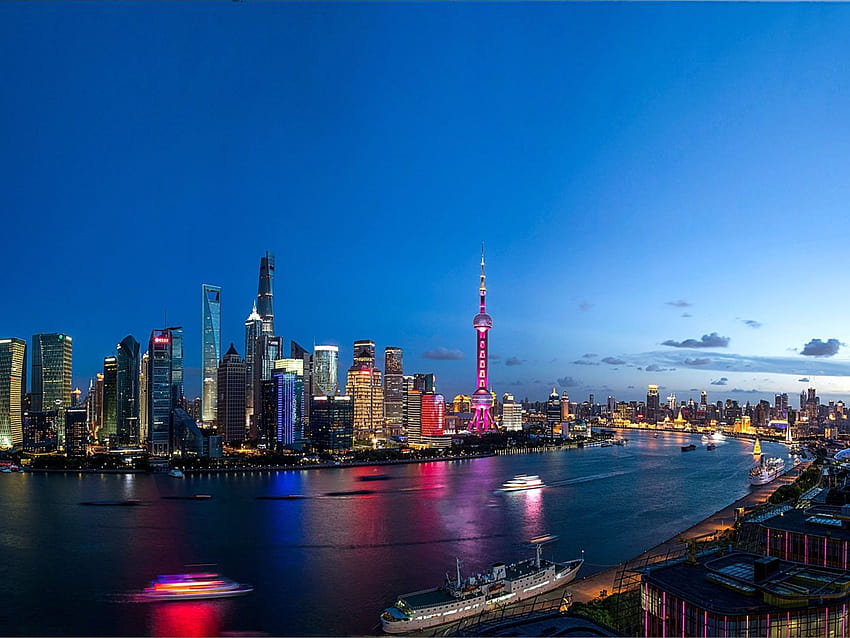 City In China Shanghai Twilight The Last Light Of The Day Ultra For Laptop Tablet Mobile Phones And Tv 3840x2160 : 13 HD wallpaper