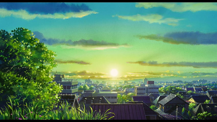 cenário de anime verde papel de parede HD