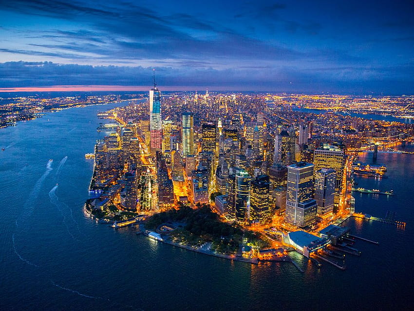 Dolny Manhattan Nowy Jork Dominującą panoramę stanowi centrum Manhattanu Tapeta HD