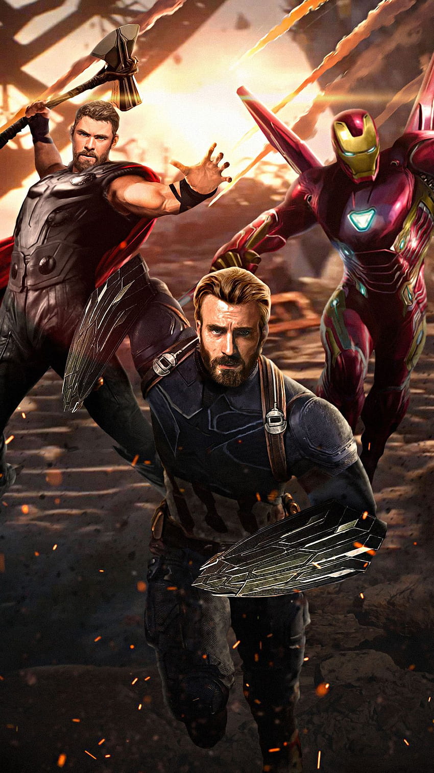 1080x1920 Avengers Infinity War Capitán América Ironman Thor, thor iron man capitan america fondo de pantalla del teléfono