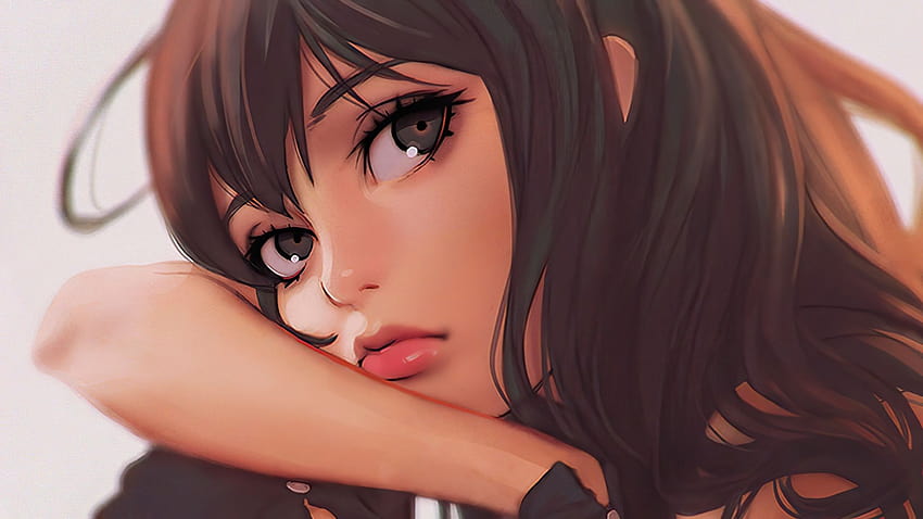 Anime Girl thinking Ultra ID:4699, cartoon girl full HD wallpaper