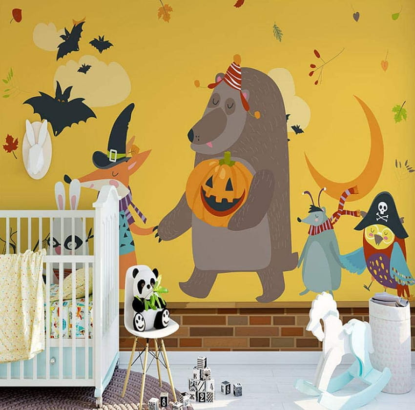 Halloween Cute Animal Cartoon Children's Room Backgrounds Wall Painting HD wallpaper