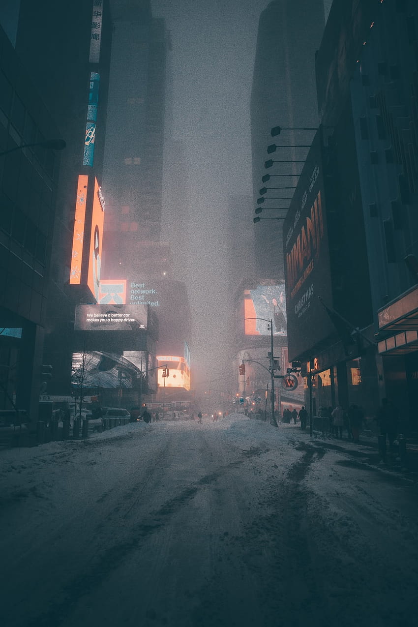Stadtschnee, verschneite Stadt HD-Handy-Hintergrundbild