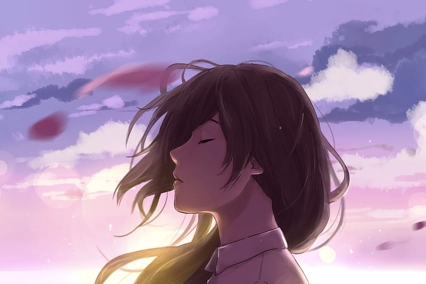 2371x1581 Anime Girl, Closed Eyes, Profile View, Scenic, girl aesthetic profile HD wallpaper